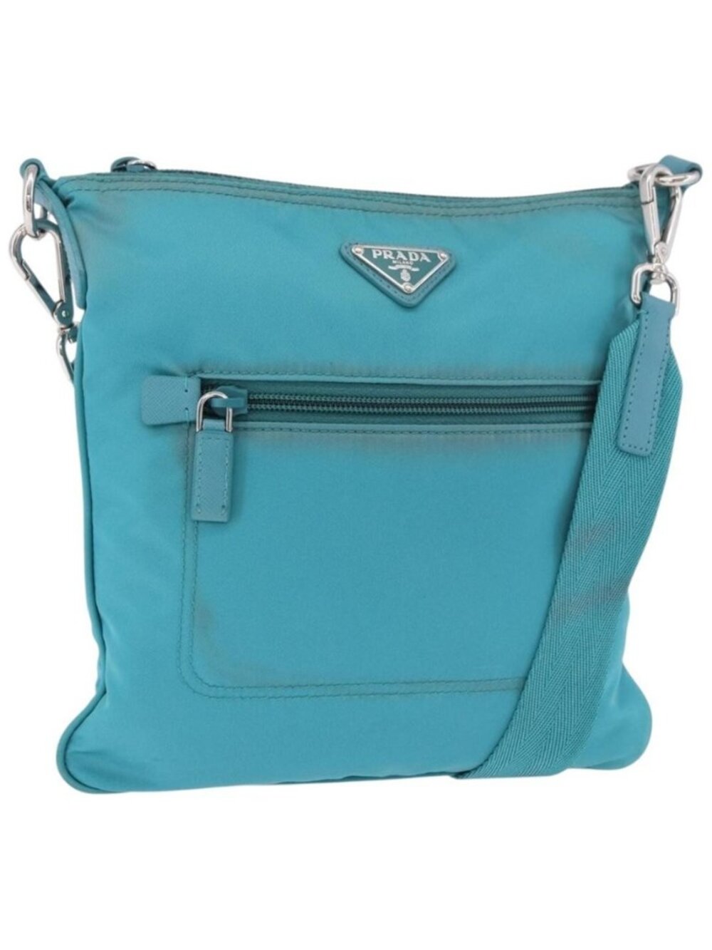 Authentic PRADA Shoulder Bag Nylon Light Blue Silver